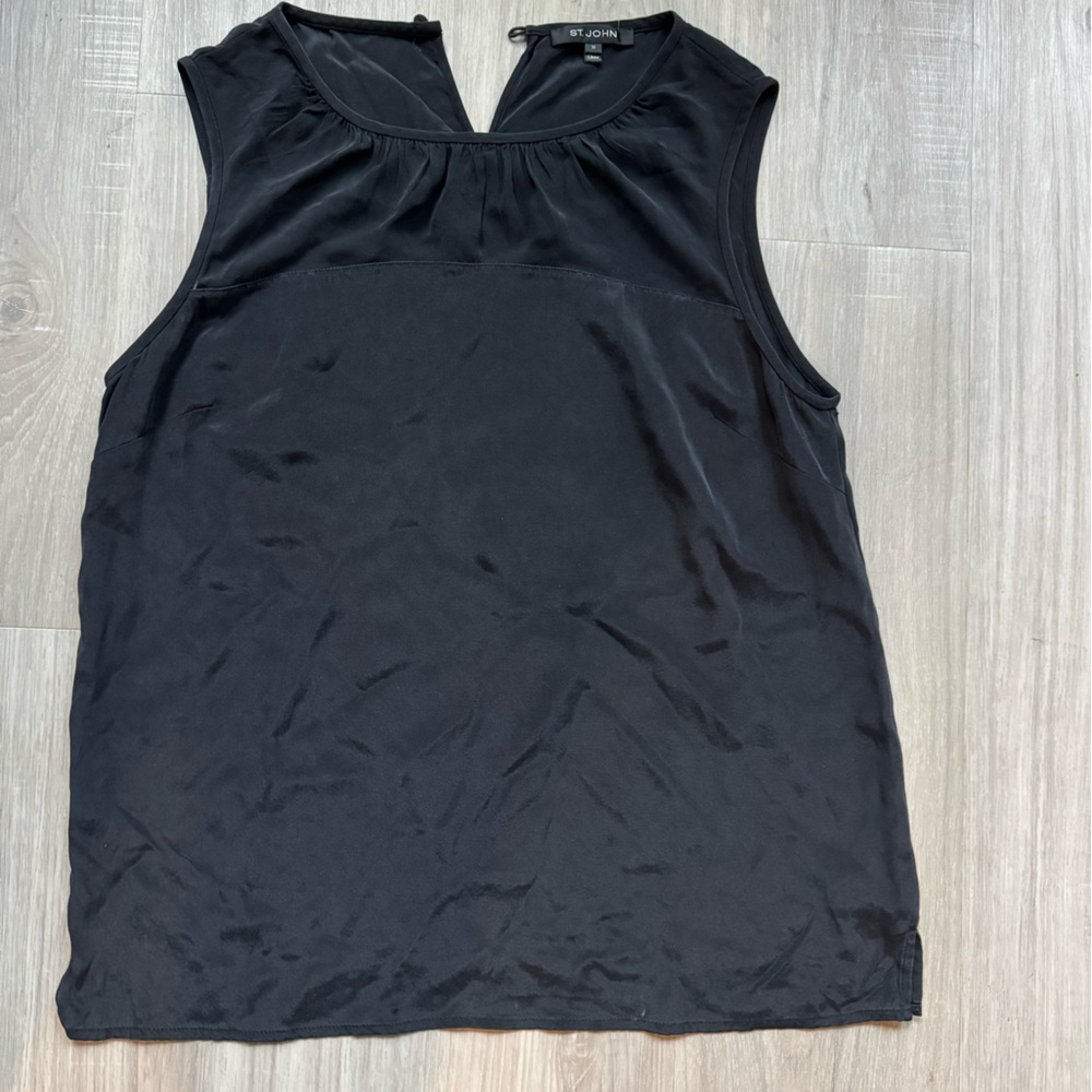 St. John Black Silk Tank Top